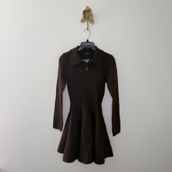 bardot lexter volume knit mini dress Bardot Lexter Long Sleeve Knit Dress Chocolate